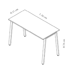 Escritorio Melamina escritorio pontem con patas de hierro Medidas: 116x55x74 cm Tapa Melamina 20mm Base caño 50x25