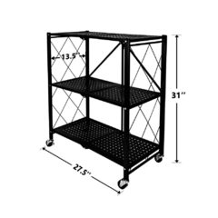 estanteria metalica plegable con rueditas y 3 estantes color negro Neuquén 72x87cm
