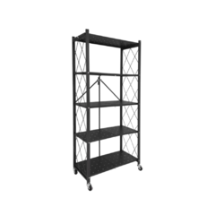 estanteria metalica plegable de 5 estantes con rueditas color negro