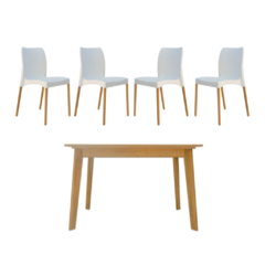 set comedor Neuquén mesa rectangular de 120x80  de melamina maciza firme y resistente con sillas de polipropileno con patas de guatambu excelentes para interiores y exteriores