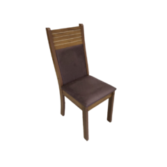 silla de melamina color cafe con asiento y respaldar tapizado en tela color marron