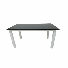 mesa de pino tapa color negro y patas blancas de 160x90cm