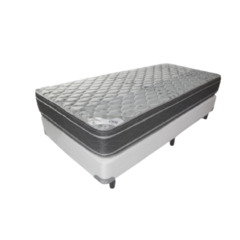 Placa de espuma de polimerica. Alta Densidad: 30 kgs/m3. Tela Jackard totalmente matelasseada. Tipo de Confort: Extra Firme Altura: 26 cm. Tela Jackard totalmente matelasseada. Patas de madera con rosca universal. Altura: 21 cm. + 12 cm. de patas