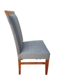 silla madera y tela , silla marron, silla gris, silla comedor 