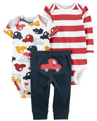 Carters Set 3 Piezas Body Mangas Cortas Body Mangas Largas Pantalon Autitos