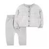 Carter´s Set 2 Piezas Cardigan Pantalon Rayado Gris