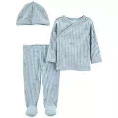 Carter´s Set 3 Piezas Batita Gorro Pantalon Cielo