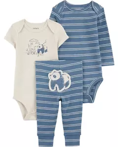 Carter´s Set 3 Piezas Body Mangas Cortas Body Mangas Largas Pantalon Panda