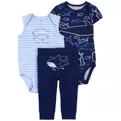 Carter´s Set 3 Piezas Bodies Mangas Corta Pantalon Ballena