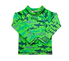 Remera m. larga shark attack verde