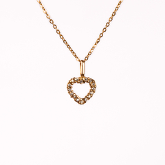 Colgante de Oro Mujer Con Piedras, Corazón (9527)