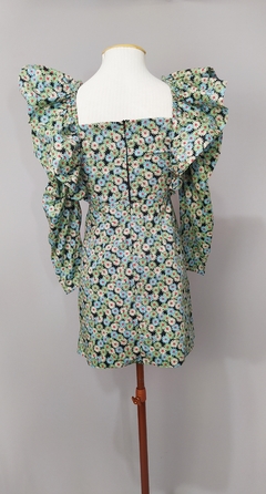 Vestido ombro a ombro babados floral ZARA (P) - Desacervo