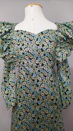 Vestido ombro a ombro babados floral ZARA (P) - loja online