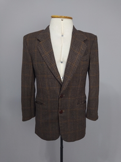 Blazer em lã xadrez em modelagem masculina vintage (M/ 40)