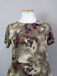 Vestido midi pintura floral 100% algodão importado (GG) - loja online