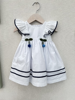 Vestido Branco com Viés Azul Rita Colato - comprar online