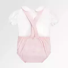 Conjunto de Bebê Feminino Puro Linho com Jardineira - ROSA na internet