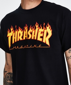 Remera Thrasher Flame Negro - comprar online