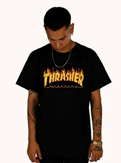 Remera Thrasher Flame Negro