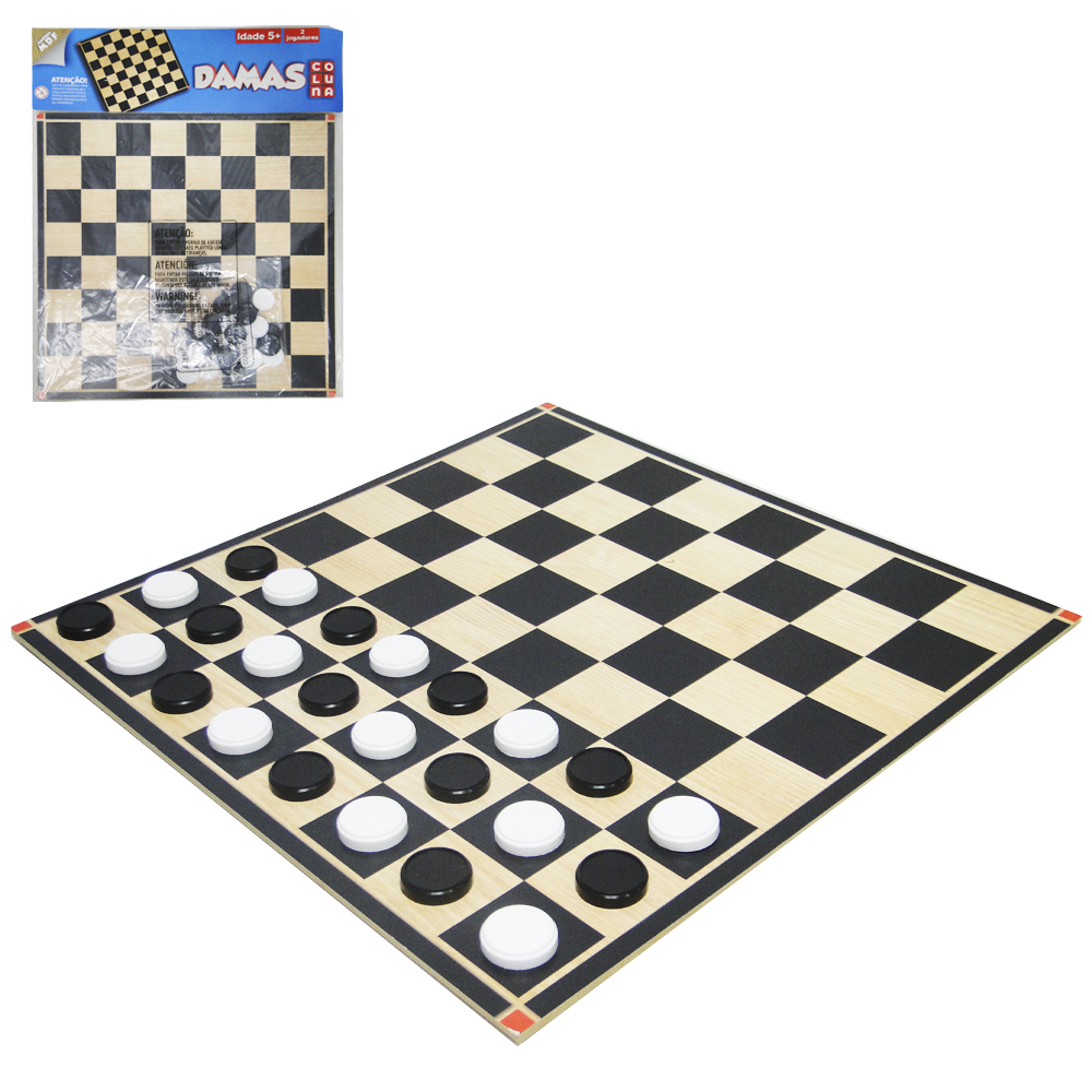 JOGO DE DAMA COM TABULEIRO DE MADEIRA MDF + 24 PECAS 10784.1 COLUNA