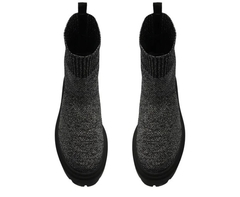 Bota Tratorada Preta Cano Baixo Knit Metalizada - comprar online