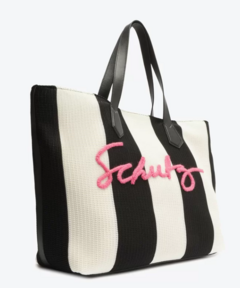 BOLSA GRANDE SHOPPING BEACHY PRETA E BRANCA - comprar online