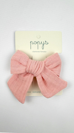 Moño Baby Coton c/Broche Rosa