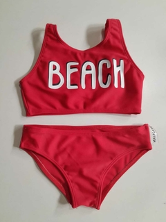 BIKINI CON VINILO BEACH ROJO