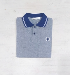 Remera Polo Combinada Gris y Azul - tienda online