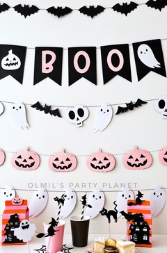 SET DE GUIRNALDAS HALLOWEEN "BOO" x3 (2 colores) - Olmil´s Party Planet