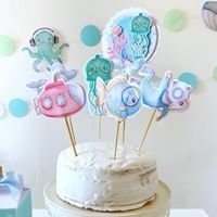 SET DE CAKE-TOPPERS FONDO DEL MAR (2 colores)