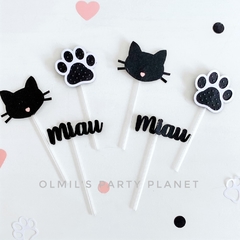 TOPPERS GATITO x6 (2 colores)