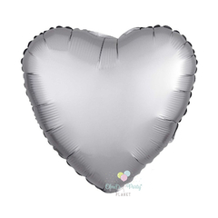 GLOBO CORAZÓN SATEN PLATEADO 45 CM