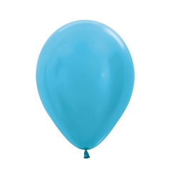 GLOBO SATIN AZUL CARIBE 12" PREMIUM