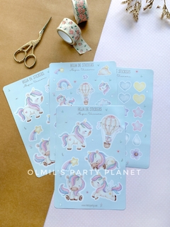 STICKERS MAGIC UNICORN PLANCHAS x4