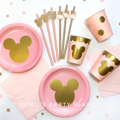 SET DE DESCARTABLES MINNIE PINK&GOLD x6