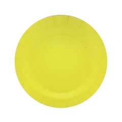 PLATO DE PAPEL AMARILLO PASTEL x6