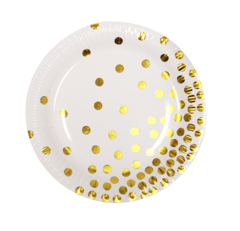 PLATO DE PAPEL DOTS DORADO x6