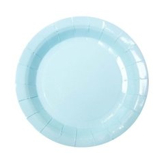 PLATO DE PAPEL CELESTE PASTEL x6