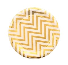 PLATO DE PAPEL CHEVRON DORADO 17CM x6