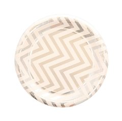 PLATO DE PAPEL CHEVRON PLATEADO 17CM x6