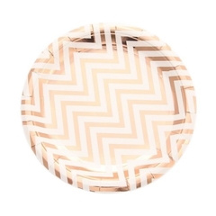 PLATO DE PAPEL CHEVRON ROSE GOLD 22CM x6