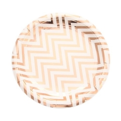 PLATO DE PAPEL CHEVRON ROSE GOLD 17CM x6 - comprar online