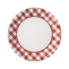 PLATO DE PAPEL CUADRILLE ROJO x6