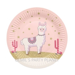 PLATO DE PAPEL LLAMA PINK & CACTUS x6