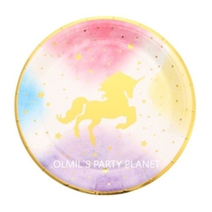 PLATO DE PAPEL UNICORNIO GOLD x6