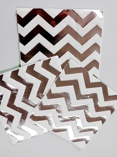 SERVILLETA BLANCA CHEVRON PLATEADO x6