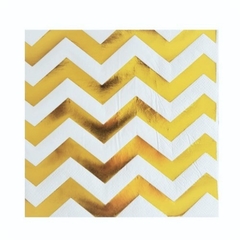 SERVILLETA BLANCA CHEVRON DORADO x6