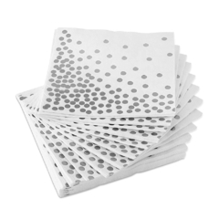 SERVILLETA DOTS PLATEADOS x6