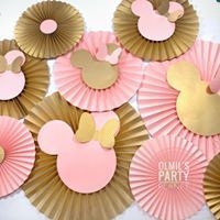 SET DE ROSETAS MINNIE PINK&GOLD x9